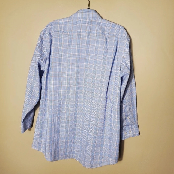 Collection by Michael Strahan Button Up Blue Plaid Dress Shirt Men's 17 32/33 - Picture 5 of 9